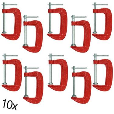 Imagem de Kit 10 Grampos Sargento Tipo C 3 Polegadas Marcenaria 100mm AÇO - 123 