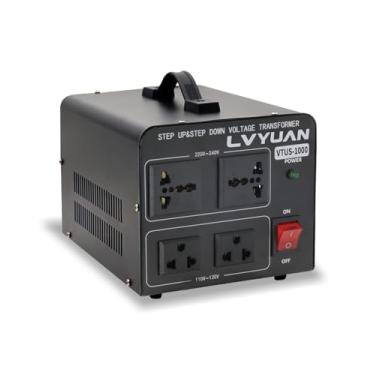 Imagem de LVYUAN Conversor de transformador de tensão Step Up/Down Converter de 110-120 volts para 220-240 volts e de 220-240 volts para 110-120 volts, Preto, 1000VA
