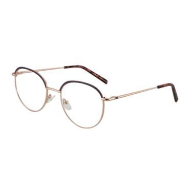 Imagem de Moda Óculos Armação de Metal Óculos de Grau Mulheres Redondo,A