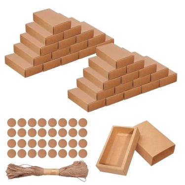 Imagem de SENONAPO 32 caixas de gaveta de papel, mini caixas de presente de papelão, gaveta retangular com etiquetas em branco e cordão de juta, caixas de embalagem de presente para joias de negócios