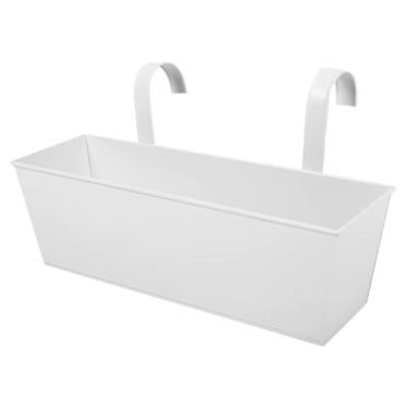 Imagem de Generic Pendurado vaso de flores de ferro -vaso de ferro plantador de flor do suporte do pátio elegante com ganchos destacáveis ​​de metal para a da, Branco Grande