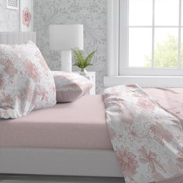 Imagem de Jogo De Lençol Casal Super King 4 Pç Percal Flex 6 Cores - ESPAÇO CASA