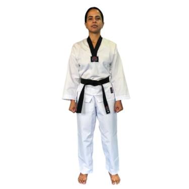 Imagem de Dobok Kimono Canelado Olimpic Taekwondo Infantil/Adulto - Homologado (A3 - até 1,80m, Gola Branca)