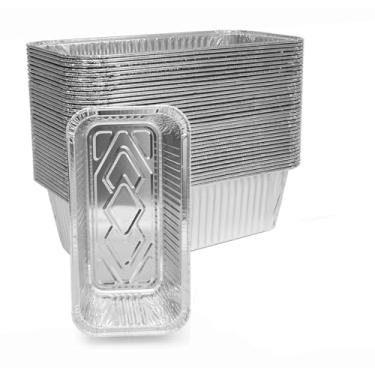 Imagem de BBQMFG Forros de bandeja de gotejamento para grelha plana para membros, pacote com 30, forros de copo de graxa compatíveis com Treager Timberline 850 e 1300, panelas de alumínio descartáveis de 900 g