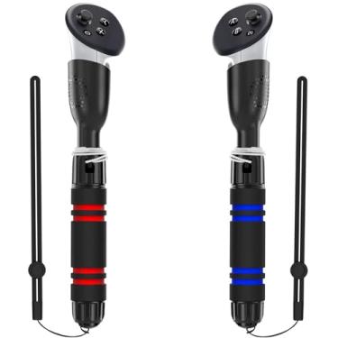 Imagem de YOGES Acessórios de alça compatíveis com controle Meta Quest 3S/Quest 3/Oculus Quest 2/Quest Pro/Rift S, Gorilla Tag Long Arms Beat Saber VR Sticks de extensão dupla para jogar jogos de realidade
