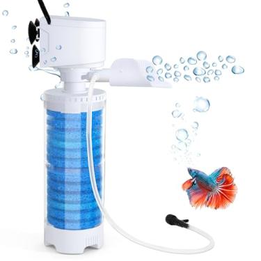 Imagem de Filtro de aquário multifuncional de 20 a 100 litros, bolha ajustável de até 320 GPH e filtro interno silencioso de modo duplo para filtração, oxigenação, circulação, máquina de ondas