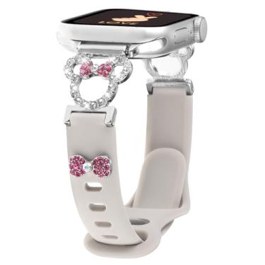 Imagem de Pulseira de silicone fina compatível com Apple Watch séries 10, 9, 8, 7, 6, 5, 4, 3, 2 e 1 SE, Ultra 2 1 (Starlight, 38/40/41/42 mm (série 10))