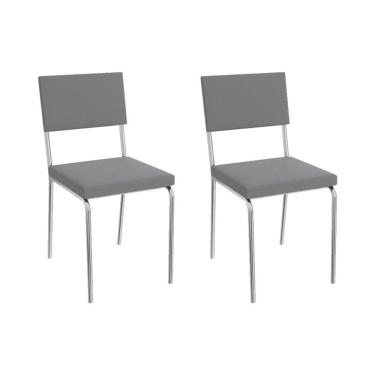 Imagem de Kit 2 Cadeiras De Cozinha Zaria 2c128 Aço 2 Uni Cromado Suede Cinza