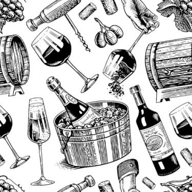 Imagem de Papel de Parede Adesivo Lavável Vinhos Taças Bebidas 10m