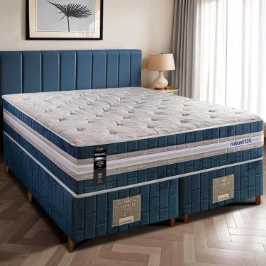Imagem de Cama Box King Colchão + Box 193x203x70 com Molas Ensacadas Robust 220 Azul Cama inBox