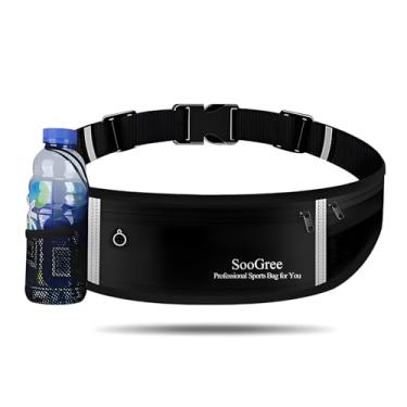 Imagem de SooGree Pochete de corrida masculina e feminina, bolsa de cintura esportiva refletiva para treino, cinto com suporte para celular de corrida com suporte para garrafa de água, ideal para corrida