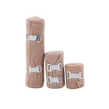 Imagem de Atadura Elástica de Compressão - Kit 3 Tamanhos (P/M/G) 4.5 Metros, Bandagem Bege para Esportes, Varizes e Inchaços - Algodão Respirável