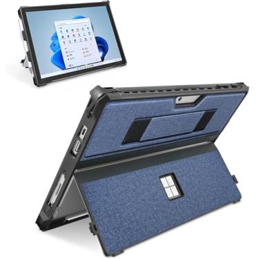 Imagem de SSS·GRGB Capa protetora robusta para Microsoft Surface Pro 7+/7/6/5/4/Pro LTE de 12,3 polegadas, com suporte para caneta Stylus e alça de mão, compatível com teclado tipo capa, azul marinho