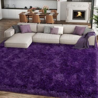 Imagem de Ailyei Tapetes ultra macios para sala de estar, 15 x 23 cm, roxo, grande e felpudo para quarto de bebê, tapete de pelúcia moderno e fofo para meninas, meninos, crianças, dormitório, decoração de casa,