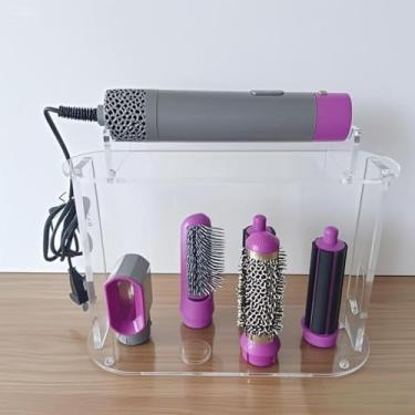 Imagem de Suporte de armazenamento Airwrap para acessórios Dyson Airwrap, suporte de armazenamento de 6 furos compatível com Dyson Airwrap, organizador de acessórios de acrílico para airwrap, para banheiros e