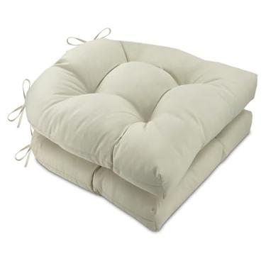 Imagem de Outdoor Chair Cushions, U-Shaped Wicker Seat Cushion Set of 2, Water-Resistant and Fading-Resistant for Patio Garden Home Office Furniture(Beige)