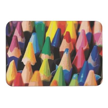 Imagem de QMNLKH Tapetes de chão, tapete de banho, giz de cera, estampado, tapete antiderrapante, secagem rápida, adequado para banheiro e pátio