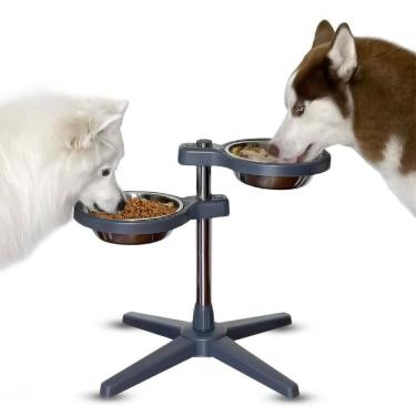 Imagem de Comedouro Bebedouro Duplo Pet Inox Elevado Ajustável Cães