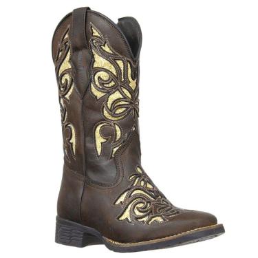 Imagem de Bota Feminina Bico Quadrado Marrom Cow Way 38401