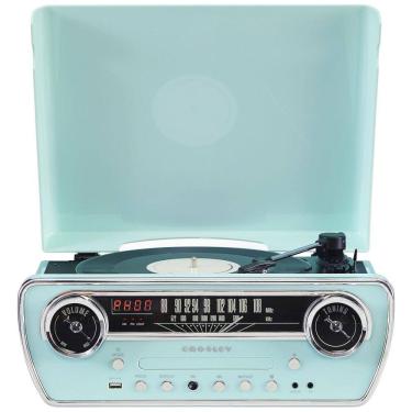 Imagem de Vitrola Toca-Discos Powel 7 em 1 Bluetooth com Rádio AM/FM, CD Player e Aux-in, CR6047A-AB Crosley, Azul Aqua