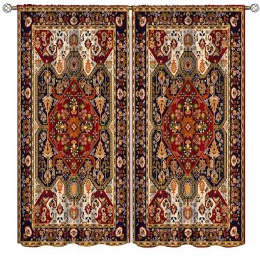 Imagem de Cortinas de decoração boho, borda floral de árvore pequena vintage, estilo étnico boêmio, colorido, para quarto, sala de estar, café, 106 x 113 cm