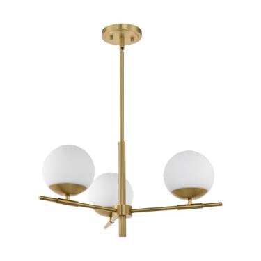 Imagem de Ntsunxeko Pingente de ouro ajustável e lustre de montagem no teto, luminária de sala de jantar sobre mesa, luminária pendente de globo moderno de 3 luzes para sala de estar, quarto, cozinha, corredor