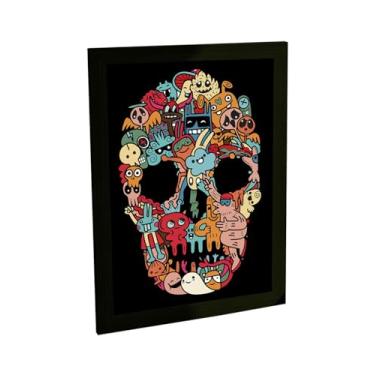 Imagem de Quadro Decorativo Doodle Desenho Grafite Ilustração Caveira Decoração Poster Quarto Sala