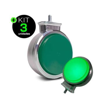 Imagem de Kit 3 Lanterna Bojuda Foguinho LED Verde Cromada 12V 24V  - H3
