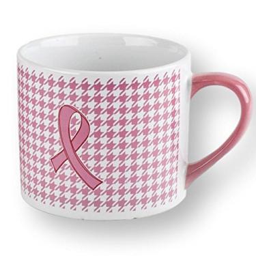 Imagem de Pink Ribbon Houndstooth Caneca jumbo de 590 ml, conscientização sobre o câncer de mama da Blue Harbor Collections