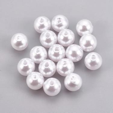 Imagem de DanLingJewelry 150 peças de pérolas de acrílico brancas de 18 mm contas redondas de plástico ABS imitação de pérolas para fazer joias, colar, pulseira, chaveiro, decoração