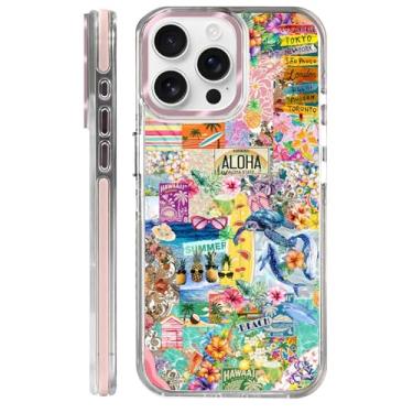 Imagem de Toulas Capa para iPhone 15 Pro, [Compatível com MagSafe], Capa Havaí Aloha Capa de telefone com colagem de praia costeira, para mulheres e meninas, capa magnética transparente - proteção fina