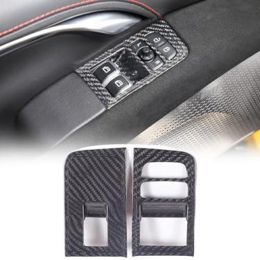 Imagem de Sekhyna Capa de interruptor de elevação de janela de carro compatível com Lotus Emira 2021-2024, fibra de carbono seca, porta, janela, botão de elevação, botão, moldura de painel, adesivo, acabamento