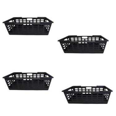 Imagem de Kit 4 Cesto Multiuso Grande Atenas Preto 29x15x51Cm 25463 - Arqplast