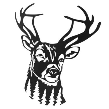 Imagem de Acouto Arte da Parede de Veado de Metal Rústico - Decoração da Cabeça de Veado de Ferro para Sala de Estar, Quarto, Escritório e Jardim