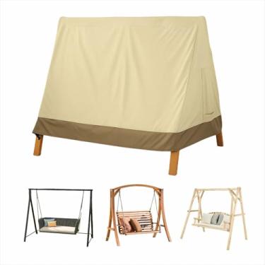 Imagem de Capa para cadeira de balanço para pátio externo – Capa impermeável 210D para balanço de varanda de 3 lugares, capa protetora de rede para planador de jardim, capa protetora para móveis para todos os