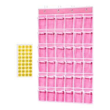 Imagem de SiaBiced Quadro de bolso para sala de aula com ganchos para pendurar na parede ou na porta, bolsa de armazenamento numerada, organizador de bolso para armário,