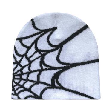 Imagem de Gorro Unissex Y2K De Tricô Com Estampa De Teia De Aranha Para Esportes