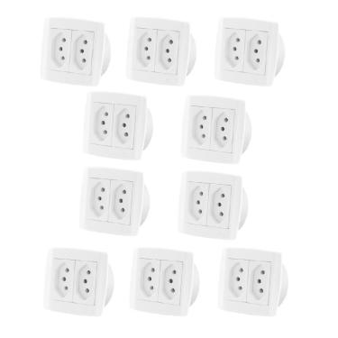 Imagem de Kit Com 10 Pç Tomada Dupla 10A Para Móveis Ilumi Slim Branca
