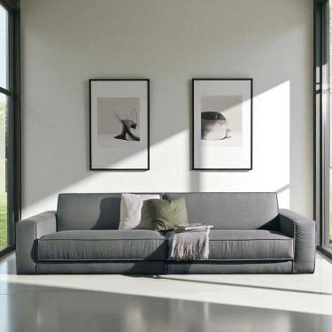 Imagem de Sofá 2 Lugares King-size Revestimento em Sarja 266cm Cinza Médio