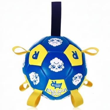 Imagem de Race&Herd | Bola BaaBaa | Bola de futebol interativa com alças | Brinquedo de cabo de guerra durável | Brinquedo de puxão de cachorro | Presentes de aniversário para filhotes | Bolas para animais de
