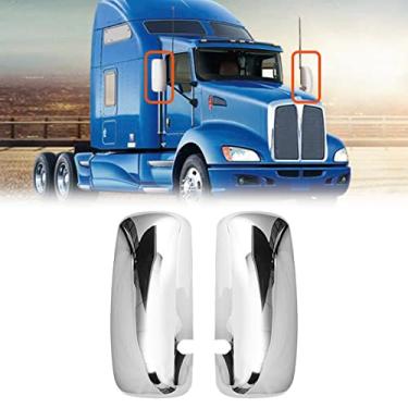 Imagem de Capa de espelho de porta SEPEY para KENWORTH T660, lado direito/passageiro e esquerdo/lado do motorista capa cromada para KENWORTH T170/T270/T370/T440/T470/T660/T800, um par