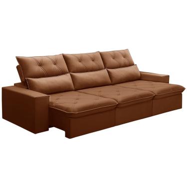 Imagem de Sofá Retrátil Reclinável Para Sala 3 Lugares 230cm Aires F04 Veludo Terracota - Lyam Decor