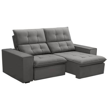 Imagem de Sofá Retrátil Reclinável Para Sala 3 Lugares 210cm Vincent F04 Veludo Cinza Claro - Lyam Decor