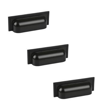 Imagem de Kit 3 Puxador Plymouth Zen Preto Fosco Concha Zp5420.24