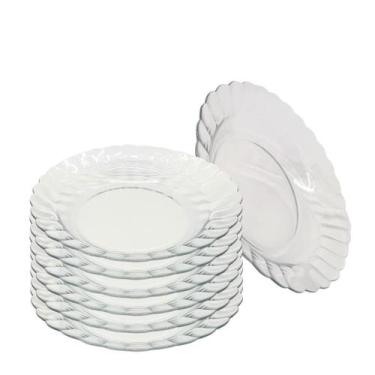 Imagem de Jogo de 6 Pratos de Vidro Fundo Sopa 22 cm Almoço Jantar Mesa Transpar