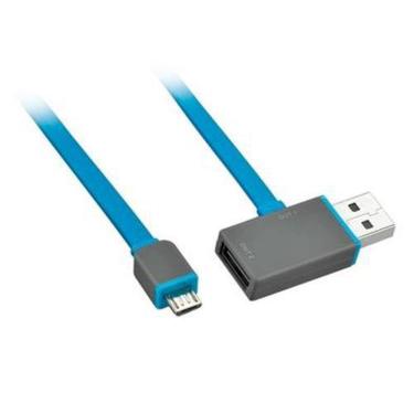 Imagem de Cabo Micro Usb 2.0 Am X Usb 1M Flat C/ Saida Extra Azul