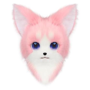 Imagem de Fursuit, máscara de cabeça, fantasia de pelúcia, gato, raposa, cosplay