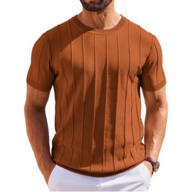 Imagem de Camiseta masculina COOFANDY, casual, de verão, manga curta, suéter tri