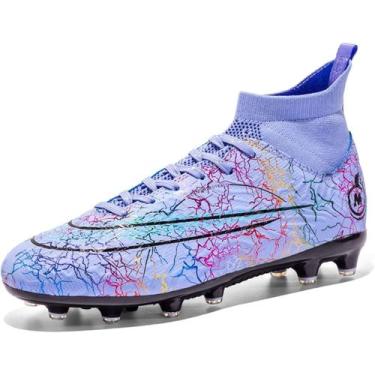 Imagem de Tênis de futebol masculinos de futebol com pontas longas, couro e borr