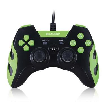 Imagem de Controle Gamer Com Fio Ps3/Pc Preto/Verde Multilaser - Js091